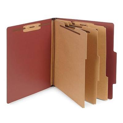 Blue Summit Supplies 10 Classification Folders, 3 Divider, Red | Heavy-duty, 2 in expansion, 2 prong fasteners, 3 dividers, 8 sections, for medical, legal, and personnel files