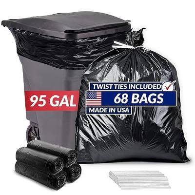 Reli. 95 Gallon Trash Bags Heavy Duty | 68 Trash Bags, Twist Ties | Black, Serious Garbage Cleanup | Large Garbage Bags with Twist Ties, Made in USA | SuperValue