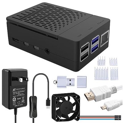 GeeekPi Case with PWM Fan for Raspberry Pi 4, 18W 5V 3.6A USB-C Power Supply for Raspberry Pi 4, Heatsinks, USB Card Reader, Adapter for Raspberry Pi 4 8GB/4GB/2GB