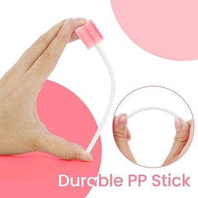 300 Pcs Disposable Oral Swabs – Long Handle Sponge Swabsticks for Mouth Cleaning, Unflavored & Individually Wrapped, Soft Foam Mouth Swabs for Daily Oral Hygiene & Personal Care (Pink 300)