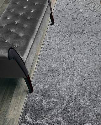 Custom Size Hallway Carpet Runner Rug, Slip Resistant, 31 Inch Wide X Your Choice of Length, Scroll Anthracite, 31 Inch X 9 feet