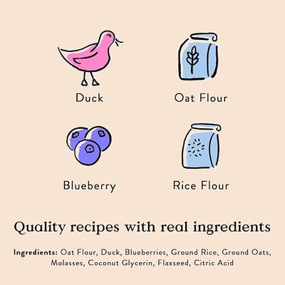 Bocce's Bakery Quack Quack Quack Dog Training Treats, Duck & Blueberry, 6oz