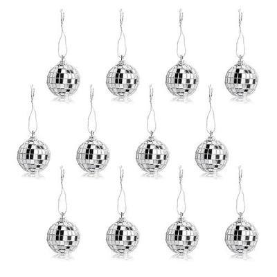 12 Pcs Silver Disco Mirror Ball for Party Decoration, Christmas Tree Wedding Birthday Party Ornaments(4CM)