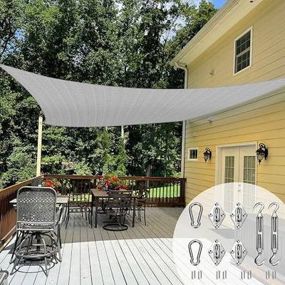 TANG Sun Shade Sail 16' x 20' Rectangle Sunshades Canopy with Hardware Kit, Square Shade Cloth UV Block Outdoor Patio Cover for Backyard Deck Garden Activities and Facility, Light Grey