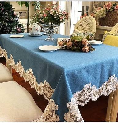 XIHAToy Rectangle Table Cloth, Wrinkle Free Anti-Fading Tablecloth for Parties, Weddings, Kitchen, Wrinkle-Resistant Table Cover (51 x 71 inch, Peacock Blue)