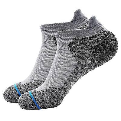Men's and Women's 2-Pack Grey Padded Compression Low-Cut Running Workout Sports Socks, Size 6-11