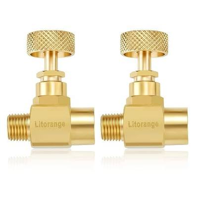 Litorange 2 Pack Heavy Duty Brass Replacement Control Needle Valve 1/4" Male NPT X 1/4" Female NPT Connection