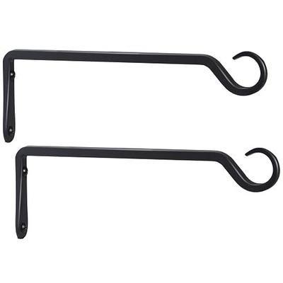AILIN YELOKIE 2 Pack Premium Forged Wall Hook, Sturdy Hanging Plant Bracket, Elegant Hook for Bird Feeders, Planters, Lanterns, Wind Chimes Indoor Outdoor, Upgrade Black, 12 Inch