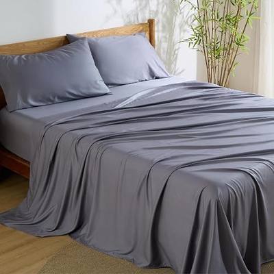 Bedsure PureWoven 100% Rayon Derived from Bamboo, King Size Sheets Set | Cooling Sheets for Hot Sleepers, Breathable & Silky Soft, 16" Deep Pocket, Hotel Luxury Bedding, Dark Grey