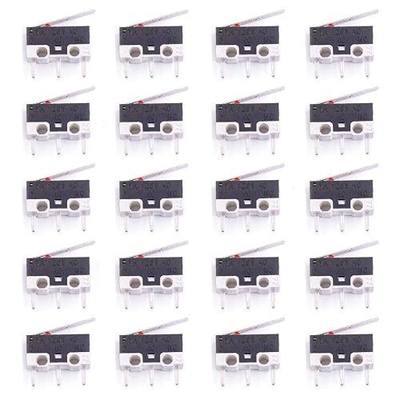 DAOKI 20Pcs Micro Switch AC 1A 125V 3Pin SPDT NO+NC Hinge Lever Momentary Push Button Micro Limit Switch for Arduino