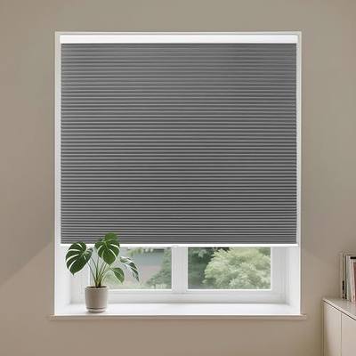 Allesin Cordless Blackout Cellular Shades, Honeycomb Blinds for Windows, Thermal Insulated & Noise Dampening, Room Darkening Window Coverings for Bedroom & Nursery, Gray, 32" W x 64" H