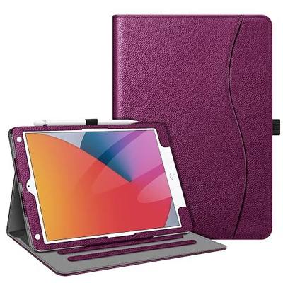 Fintie Multi-Angle Viewing Case for iPad 9th/8th/7th Generation 10.2 Inch | Vegan Leather Folio Stand Cover, Pencil Holder & Storage Pocket, Corner Protection, Auto Wake/Sleep, Purple