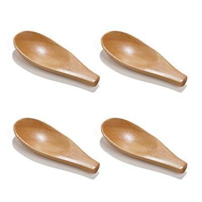 4 Pack Wooden Scoop for Jars, Mini Wood Spoons with Short Handle for Salt, Tea, Coffee Beans, Candy, Milk Powder, Spice, Natural Color
