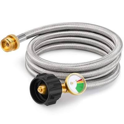 Kohree 6FT Propane Hose Adapter 1lb to 20 lb with Gauge, Propane Tank Grill Hose Adapter for Buddy Heater, Weber Q Grill, Coleman Camping Stove