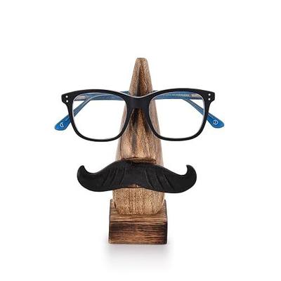 Nirvana Class NIRMAN Wooden Eyeglass Spectacle Holder Handmade Nose Shaped Stand for Office Desk Home Decor Gifts (2" x 2" x 6")
