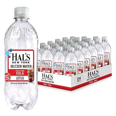 Hal's New York Seltzer Water, Cola Flavored Sparkling Water, 20 Fl Oz Bottles (Pack of 24)