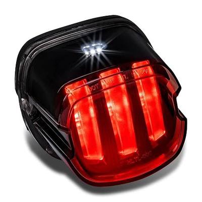 TRUE MODS LED Brake Tail Light for Harley Davidson - DOT Claw-Design License On Top Square Smoked Rear Red Stop Lamp Assembly for Sportster Dyna Fatboy Road King Electra Glide Ultra Softail Heritage