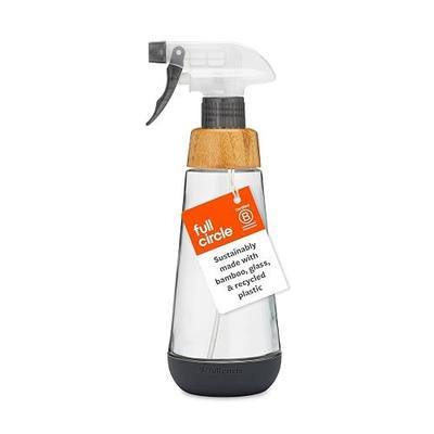 Full Circle Bottle Service - Refillable Glass Spray Bottle for Cleaning - Versatile Stream & Mist Options, Bamboo, Silicone Boot - Ideal for Non-Toxic Solutions & Plant Care, 16oz, Gray