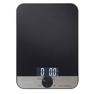 KitchenAid KQ908 Glass Surface 11 Pound Capacity Digital Kitchen and Food Scale, Scale for Food Ounces and Grams, Dry and Liquid Ingredients, Black