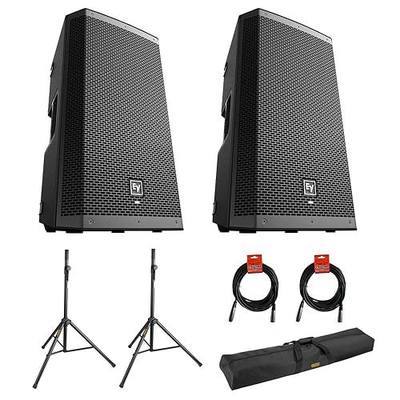 Electro-Voice ZLX-12P-G2 12" 2-Way 1000W Powered Loudspeaker with Bluetooth (Black) Bundle with 2X Steel Speaker Stand, Stand Bag 51"& 2X XLR Cable | 12 Woofer and 1.4 Compression Driver, 1000W Peak, Bluetooth Streaming, Built-in 4-Channel Mixer and Quicksmart Dsp