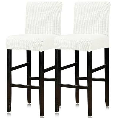 Lellen Bar Stool Covers Set of 2,Stretch Washable Bar Stool Seat Covers Removable Bar Chair Covers with Backs Counter Height Bar Stool Chair Covers for Kitchen Dining Room Cafe(White)