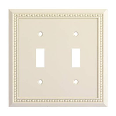 Henne Bery Sunken Pearls Heavy Duty Decorative Wall Plate Switch Plate Outlet Cover, Durable Solid Zinc Alloy (Double Toggle, Light Almond)