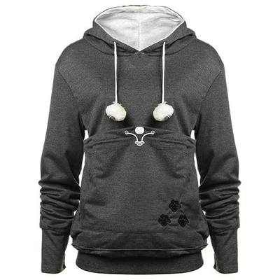 YYW Womens Pet Hoodies Pullover Sweatshirt Oversized Cat Hoodies Pet Holder Cat Dog Pouch Carriers (Dark Grey,Large)