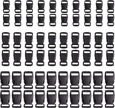 JIAKAI 60 pcs -5/8, 1/2, and 3/8 inch Black Plastic Contoured Side Release Buckles For Paracord Bracelets(20 Each)