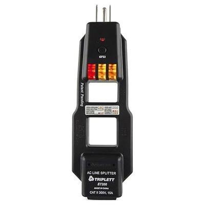 Triplett ET200 AC Line Splitter and GFCI Outlet/Receptacle Tester with 5 Visual Indicators | 5 Visual Indicators, Detect Faulty Wiring In 3-Wire Receptacles