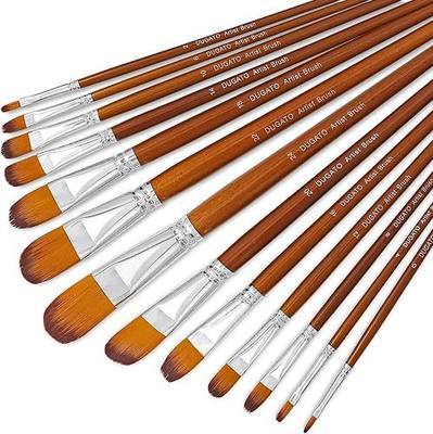 DUGATO Filbert Paint Brush Set, 13-Piece Nylon Hair with Long Wood Handle | 13 Artist Brushes for Acrylic Oil Painting, Soft Anti-Shedding Bristle, Assorted Sizes #0 to #24 for Canvas Blending