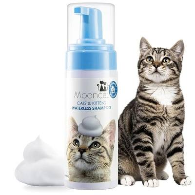 Mooncat Short Hair Cat Shampoo — Waterless Foam, Deodorizing, No Rinse | No bathtub needed, Deodorizes coat, Light scent lasts days, Sensitive skin safe, Kitten safe 8+ weeks, Short hair cats