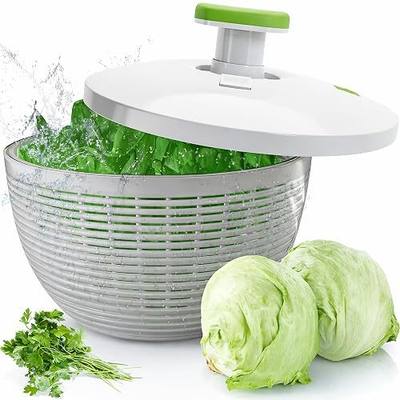 Brieftons Large 6.2-Quart Collapsible Salad Spinner: Manual One-Handed Pump Vegetable Washer Dryer Drainer Strainer, BPA-Free Bowl, Basket Colander & Lid, Compact Storage, for Greens Herbs Fruits