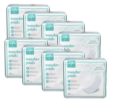 Medline Booster Pads with Adhesive, 192 Count, Baby Diaper Doubler for Overnight Use to Help Eliminate Leaks