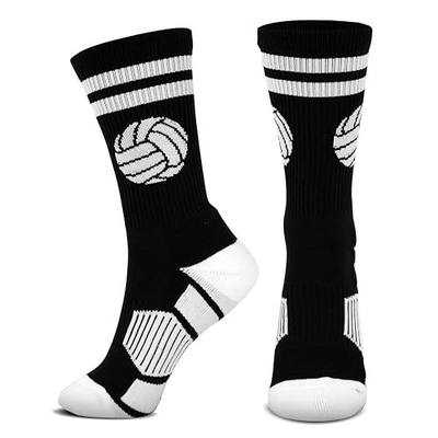 ChalkTalkSPORTS Volleyball Socks - Cushioned Mid-Calf Crew - Classic Ball | Moisture-Wicking Performance Blend, Athletic Volleyball Gear, Stay-Up Technology, Arch Support, Breathable, Women and Girls