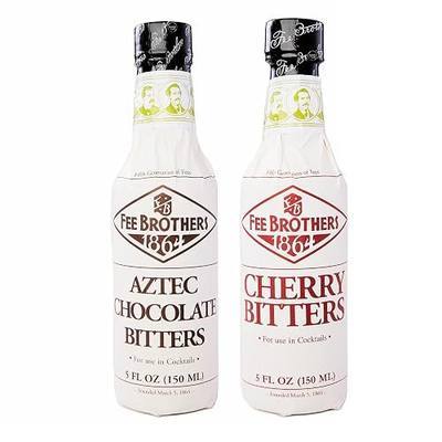 Fee Brothers Aztec Chocolate & Cherry Cocktail Bitters - Aromatic Cocktail Mixer & Concentrated Flavoring, Gluten Free, Vegan-Friendly, 1-5 fl oz Bottle of Each Flavor