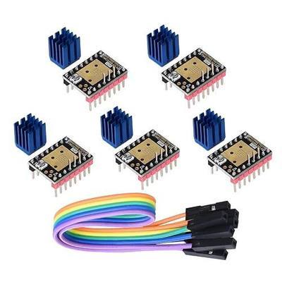 BIGTREETECH TMC2208 V3.0 Stepper Motor Driver with Heatsinks Stepstick Mute Driver for SKR V1.4 SKR 3 GEN L Ramps 1.4/1.5/1.6 3D Printer Control Board, Pack of 5pcs, Step/DIR Mode