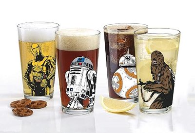 Star Wars Classic Pint Glass Set - 16 oz. Glass Capacity - Set of 4 Glasses - Classic Shape