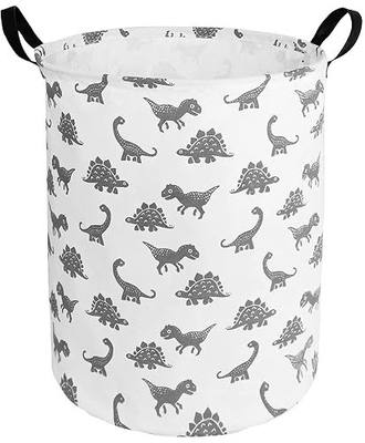 Round Dinosaur Pattern Laundry Hamper Storage Basket Fabric Material Storage Hamper Organization Basket, Storage Bin, Gift Box with Handles for Room