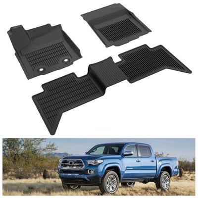 Kiwi Master Floor Mats for 2014-2019 Toyota Highlander | OEM Replacement PT908-48165-02, Custom Fit All Weather Car Mats, Heavy Duty TPE Floor Liners, Front & Rear 2 Row Set, Black