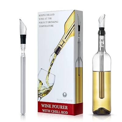 YouYah Wine Chiller Stick 3-in-1 Stainless Steel Wine Bottle Cooler Stick,Rapid Iceless Wine Chilling Rod with Aerator and Pourer,Wine Gift