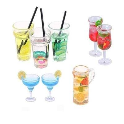 13 Pcs 1:12 Colourful Cocktail Cup Drink Juice Tea Beverage Bottle Jam Jar Toys,Simulation Drink Wine Glass Model for Dollhouse,Dolls House Miniature Toy Doll Food Kitchen Accessory Bar Decor