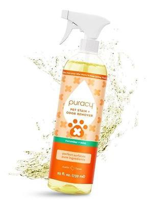Puracy Pet Stain and Odor Remover - Enzyme Cleaner for Dog & Cat Urine and Poop on Carpet, Professional Pet Carpet Stain Remover, Cucumber & Mint, 25oz