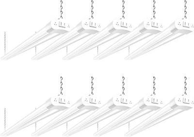 hykolity 10 Pack 4FT Linkable LED Utility Light Fixture, 4400lm, 42W, 5000K Daylight for Workshop, Garage, Hanging or Surface Mount, with Power Cord, ETL | Shop Light with Power Cord,Hanging or Surface Mount Light for Garage,WorkShop,Utility Room,ETL Listed,White,10 Pack