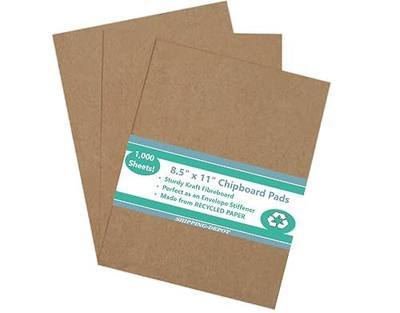 Secure Seal 8.5x11 Chipboard Pads Brown Scrapbooking Sheets 22PT (.022”) Light Weight (Pack of 1,000)