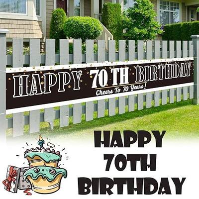 LINGPAR 9.8 x 1.6 ft Large Sign Happy 70th Birthday Banner - Cheers to 70 Years Old Decor