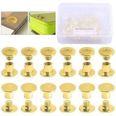 Hilitchi 50-Sets M5 Brass Plated Phillips Chicago Screw Posts Binding Screws Assortment Kit for Scrapbook Photo Albums Binding, Leather Repair - Gold (M5 x 6mm-50Sets)