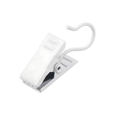 Coideal White Curtain Clips Hooks - 100 Pack Small Stainless Steel Metal String Party Awning Lights Hanger Hooks for Home Decoration, Photos, Art Craft Display and Indoor Outdoor Activities Supplies