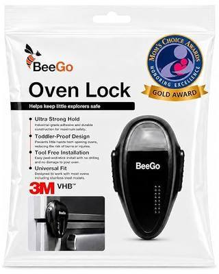 BeeGo® Oven Lock – Mom's Choice Awards® Gold | Child Safety Baby Proofing Lock for Oven, Stove & Microwave – Self-Adhesive, Heat-Resistant, No Drill, Easy Install (Black, Flat Surfaces Only)
