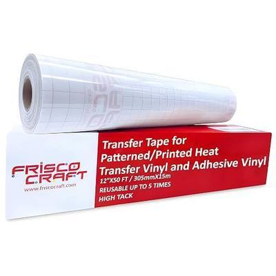 Frisco Craft Heat Transfer Vinyl Transfer Tape - Clear Iron-On Tape Patterned HTV & Adhesive Paper for Large & Small Projects, Heat Press, No Residue, Reusable up to 5 Times, High Tack (12" x 50 ft)