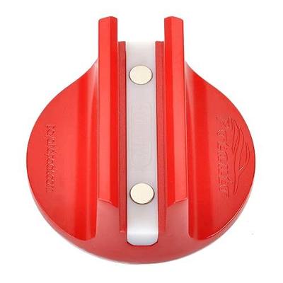 Potauto Universal Aluminum Grooved Magnetic Jack Pad Jacking Puck Pinch Weld (Slot Width 0.55 Inch) Frame Rail Adapter Vehicles (Qty 1, Red)